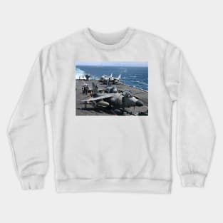 Sea Harriers onboard HMS Illustrious. Crewneck Sweatshirt